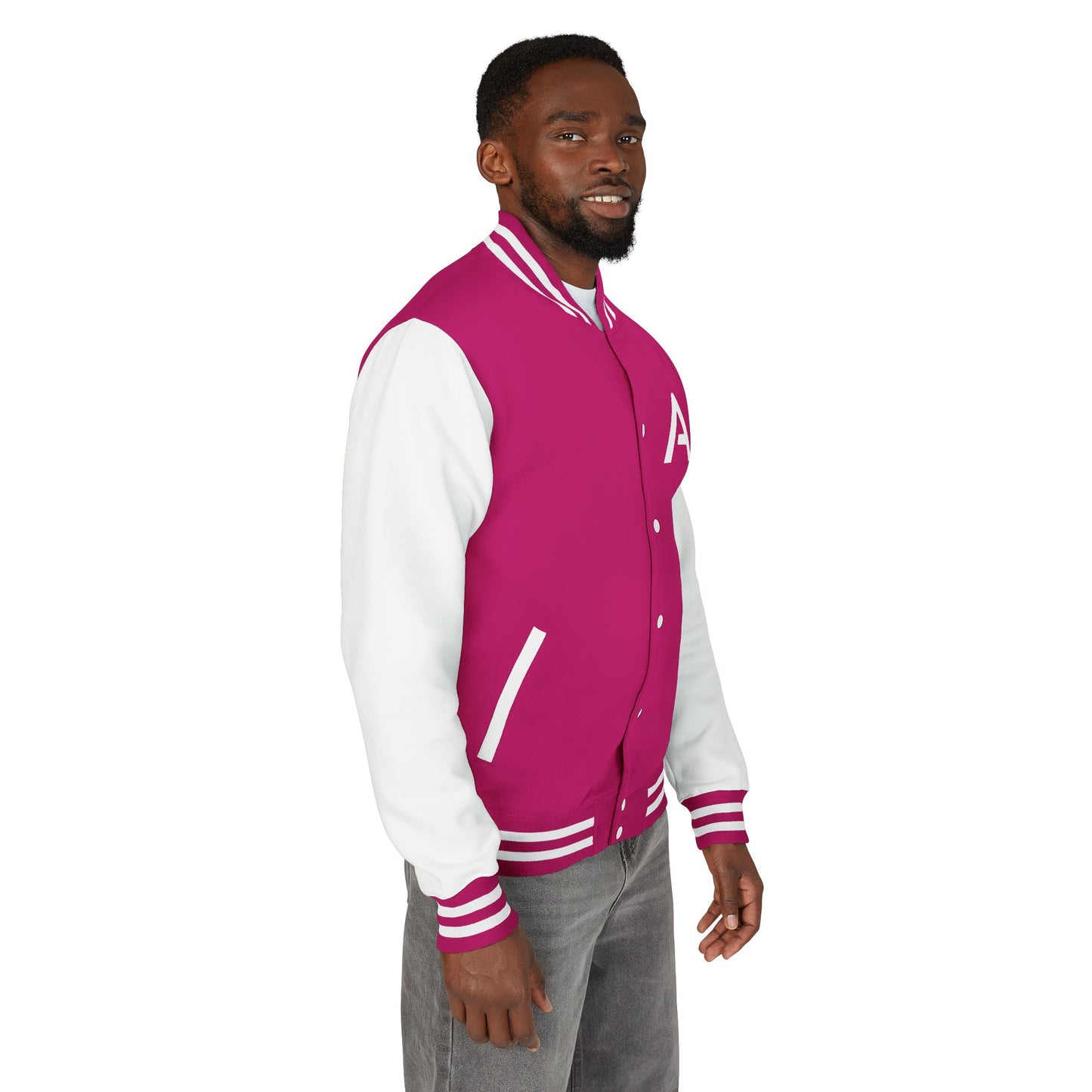 Ambizion Apparel Signature White Logo Letterman Jacket | Black White Varsity Jacket