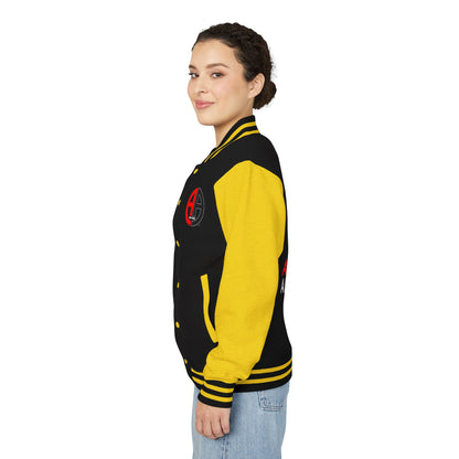 Ambizion Apparel Logo Letterman Jacket | Black White Varsity Jacket
