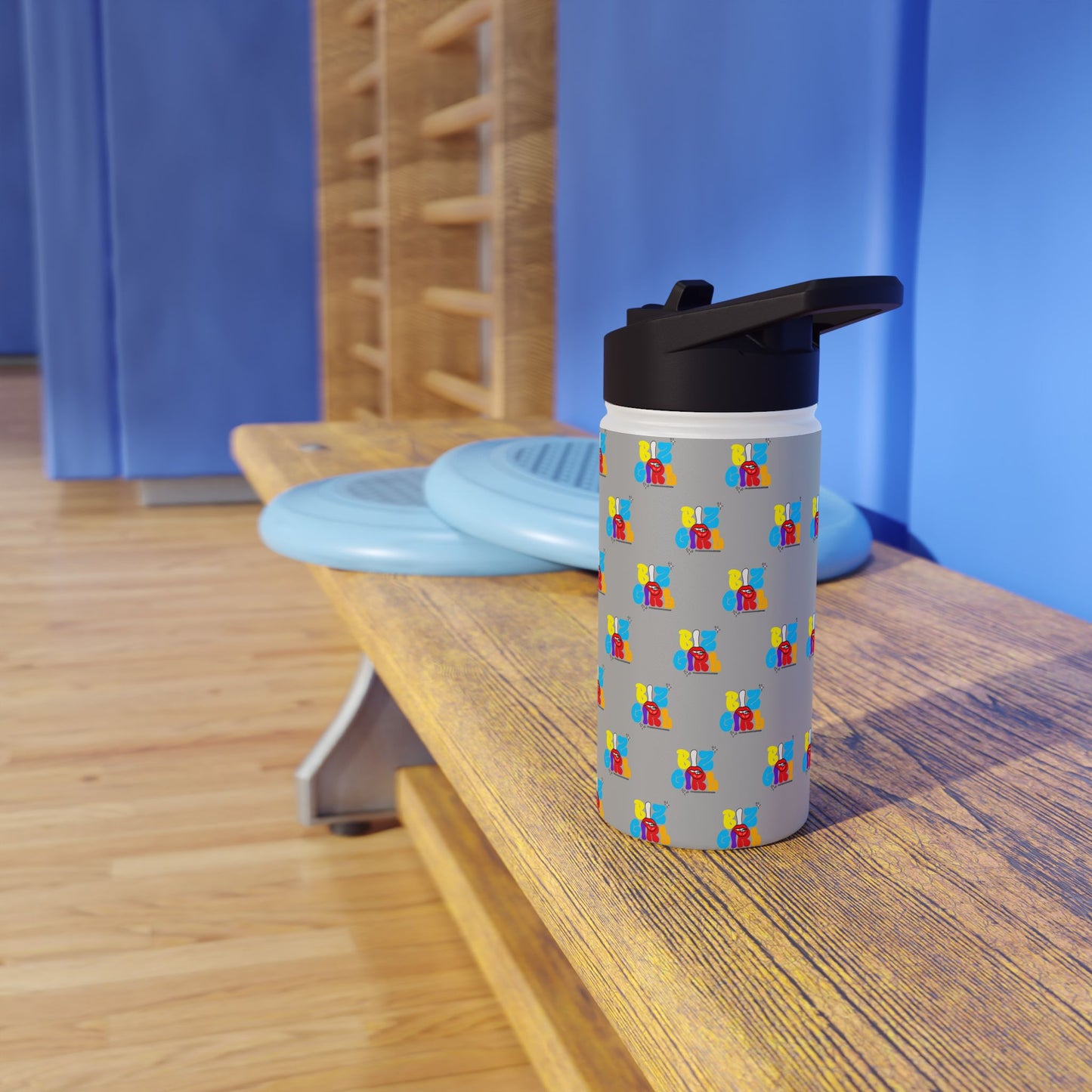 Biz Girl Grey Stainless Water Bottle — Black