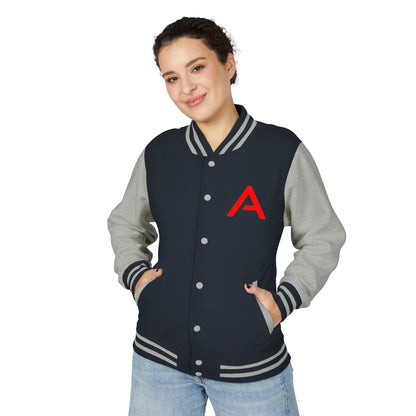 Ambizion Apparel Signature Red Logo Letterman Jacket | Black White Varsity Jacket
