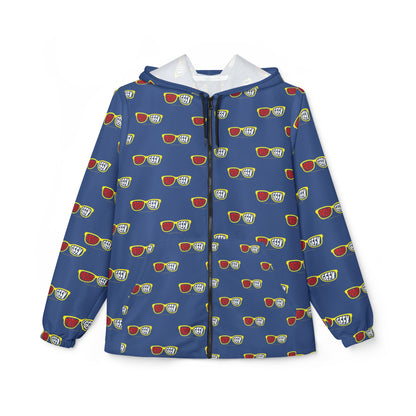 Proud Geek repeat logo Windbreaker Jacket | all-over print Blue