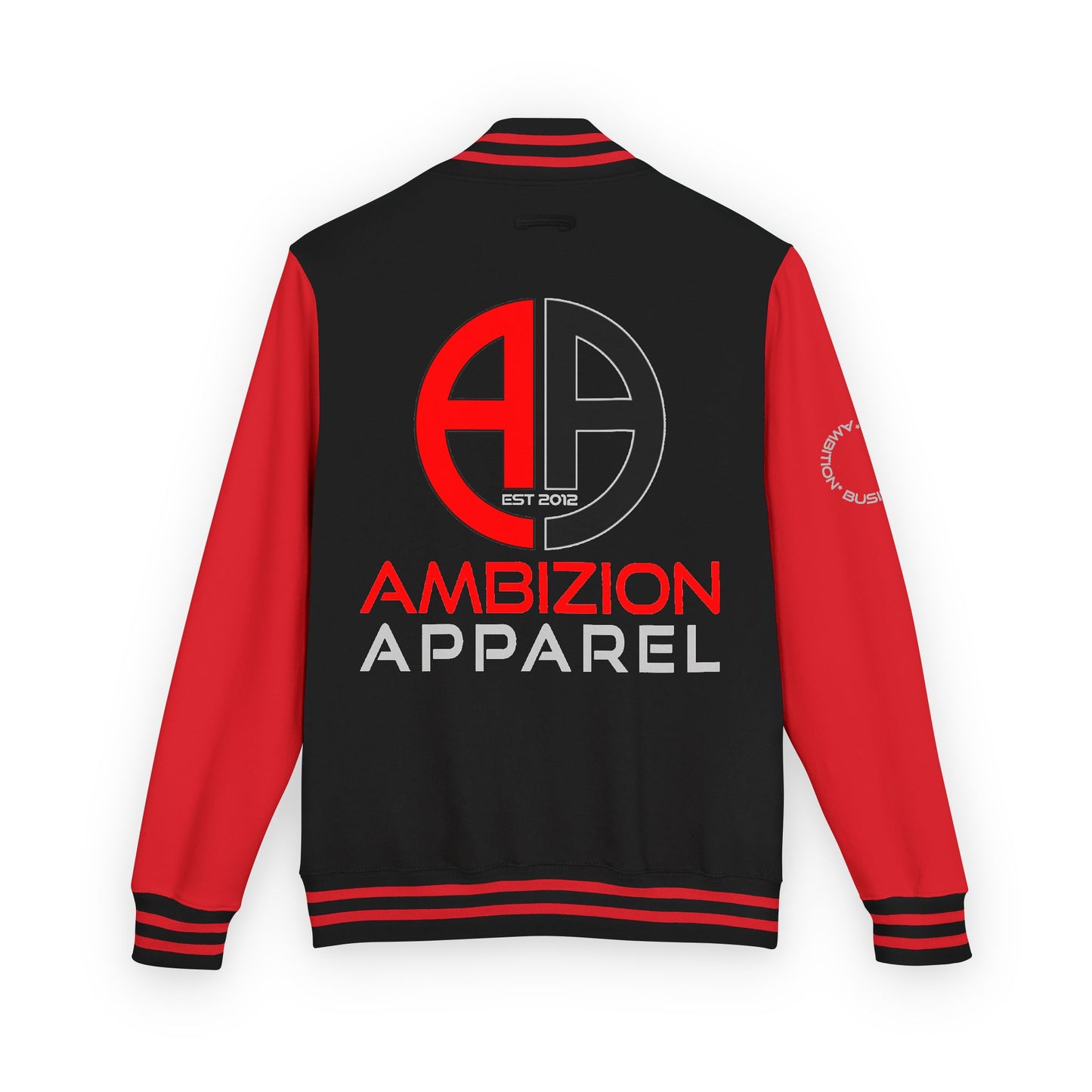Ambizion Apparel Logo Letterman Jacket | Black White Varsity Jacket