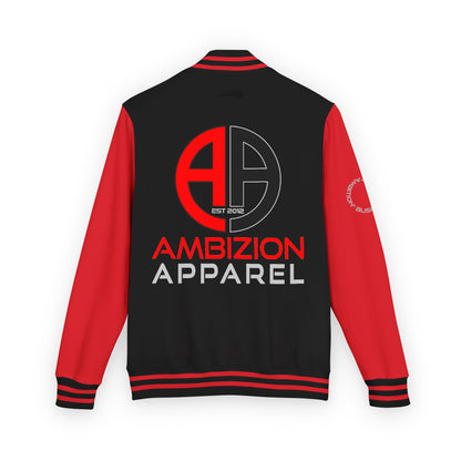 Ambizion Apparel Logo Letterman Jacket | Black White Varsity Jacket