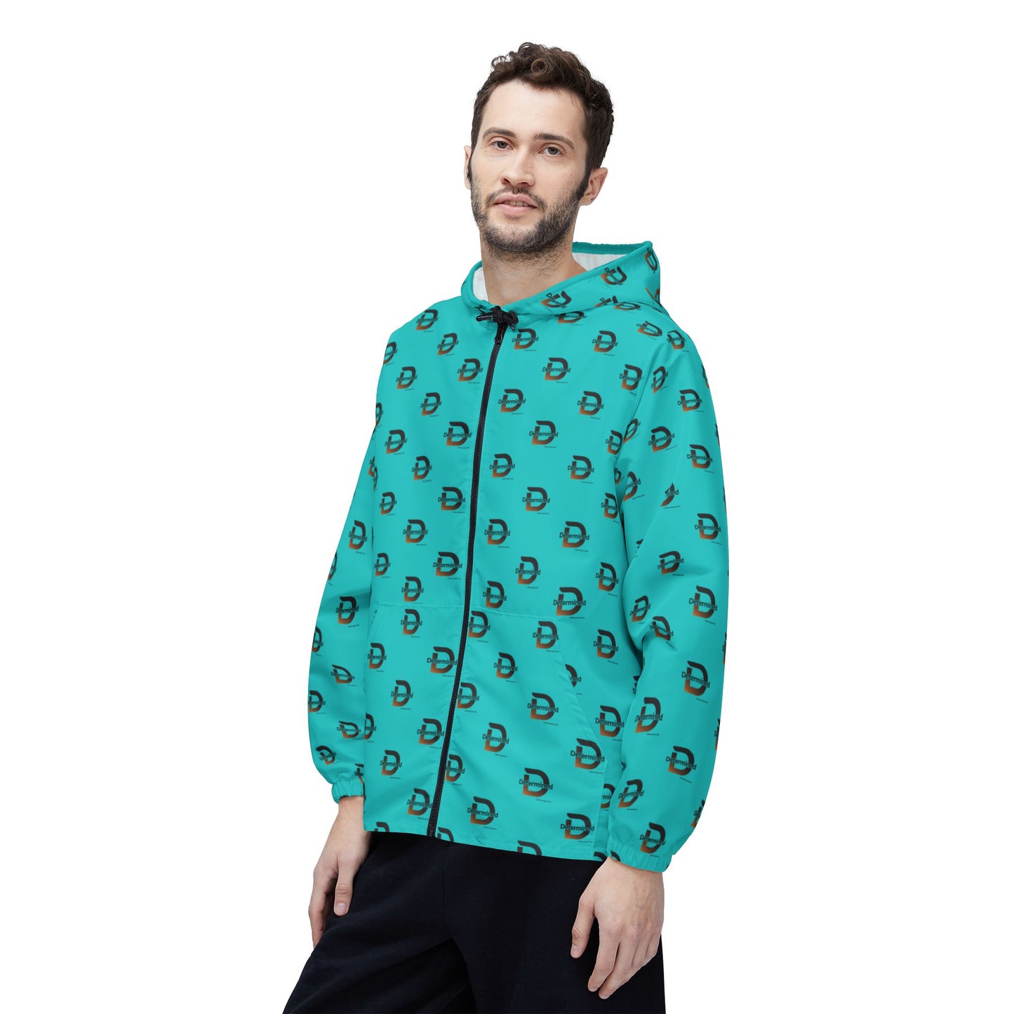 Determined repeat logo Windbreaker Jacket | all-over print Blue Green