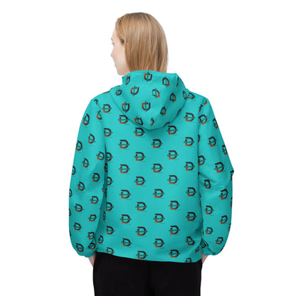 Determined repeat logo Windbreaker Jacket | all-over print Blue Green