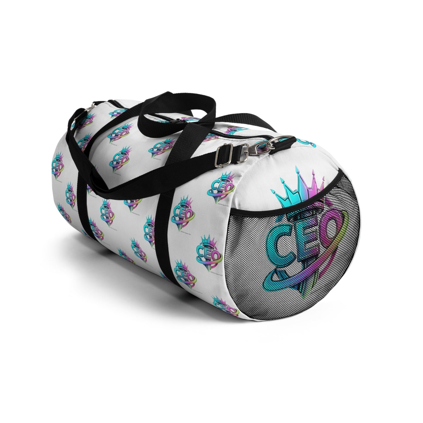 CEO White Duffel Bag — Bold Travel & Gym Tote