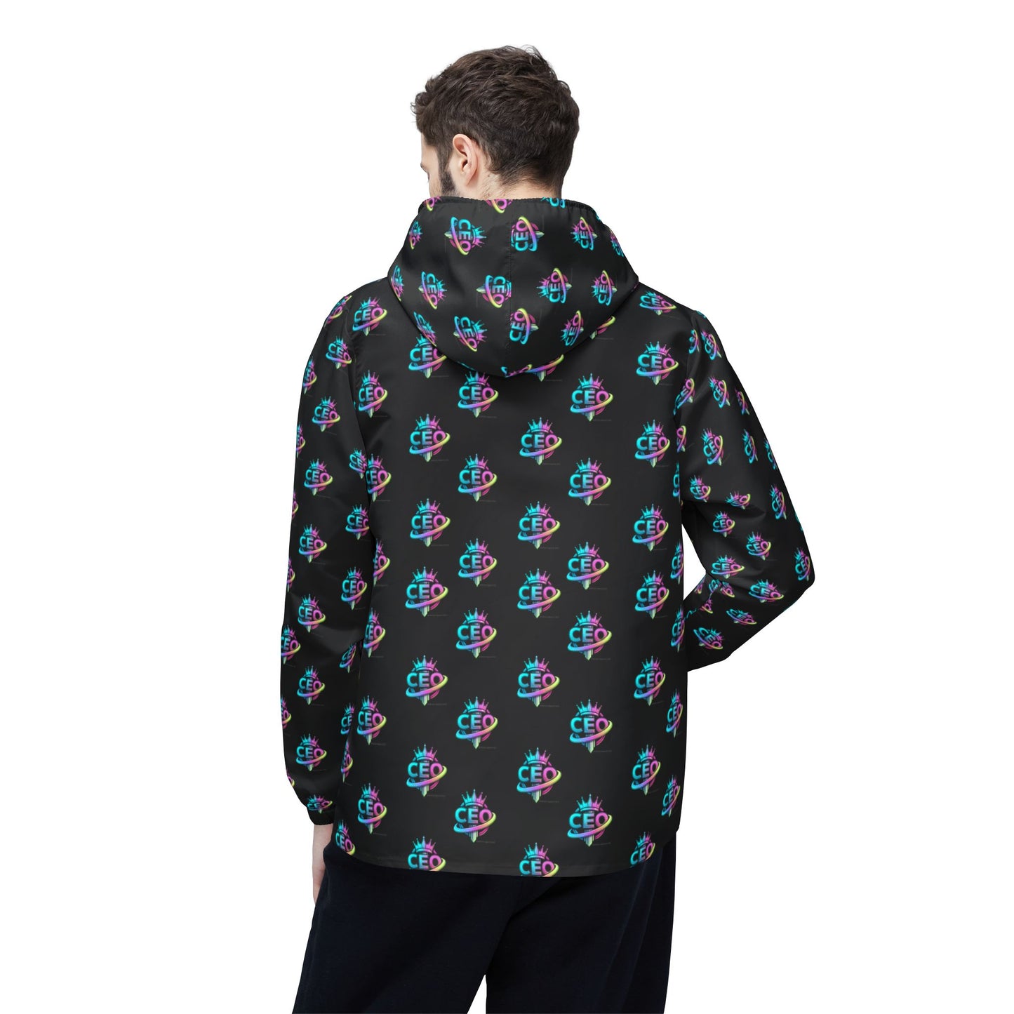 CEO repeat logo Windbreaker Jacket | all-over print Black