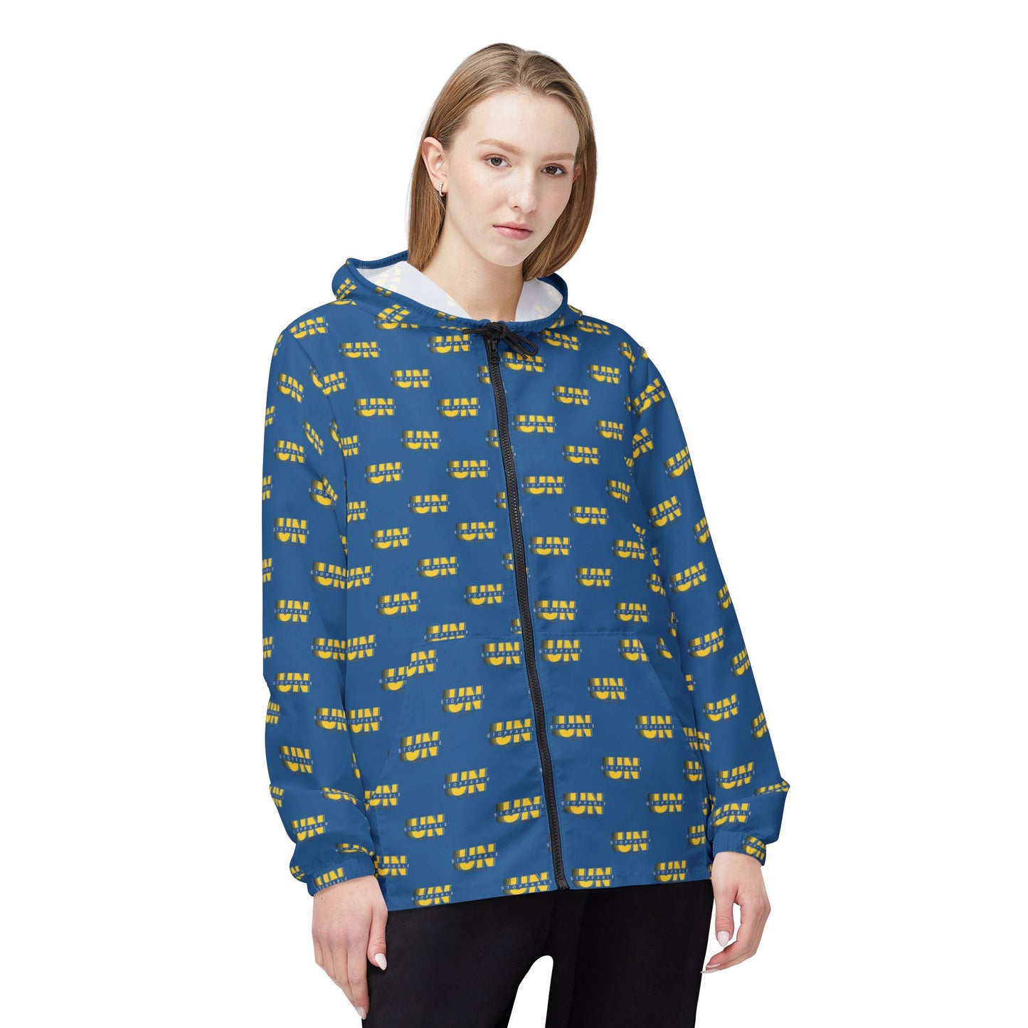UNStoppable repeat logo Windbreaker Jacket | all-over print Blue