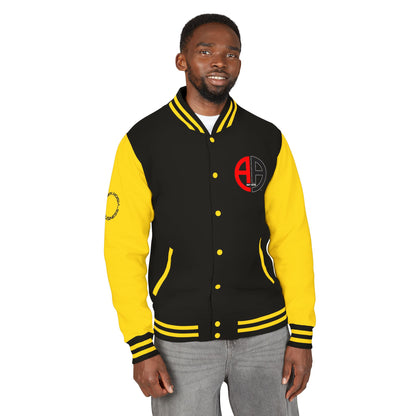 Ambizion Apparel Logo Letterman Jacket | Black White Varsity Jacket