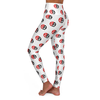 Ambizion Apparel Signature White High-Waisted Yoga Leggings — All-Over Print