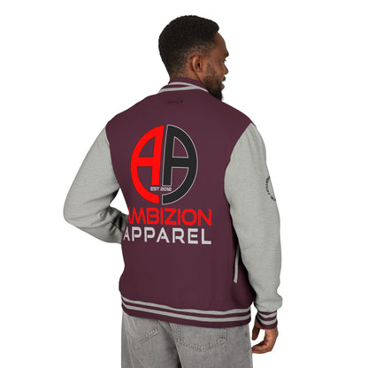 Ambizion Apparel Logo Letterman Jacket | Black White Varsity Jacket