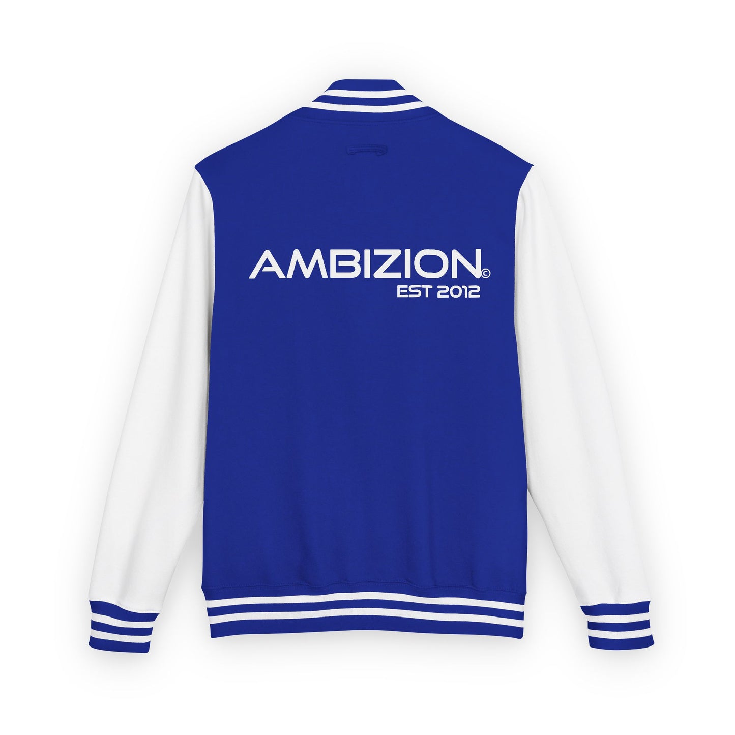 Ambizion Apparel Signature White Logo Letterman Jacket | Black White Varsity Jacket
