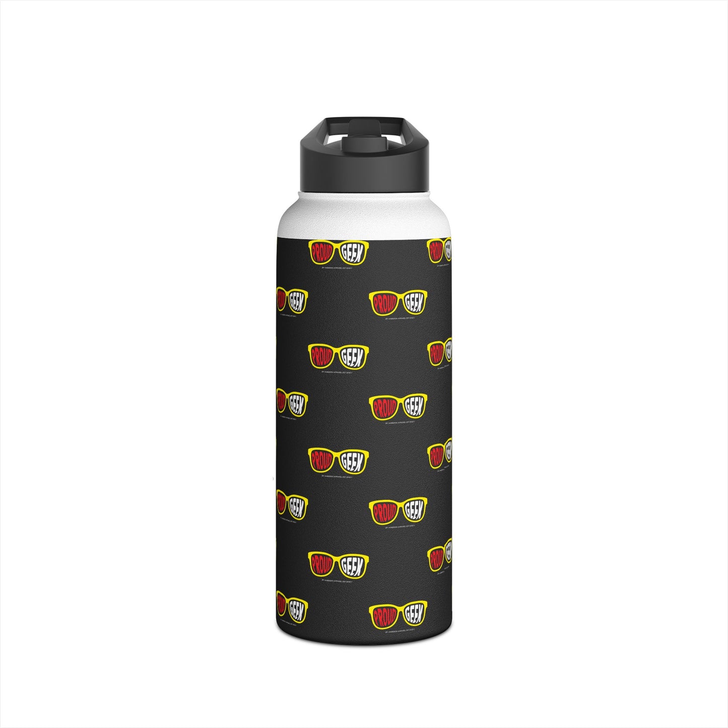 Proud Geek  Stainless Water Bottle — Black