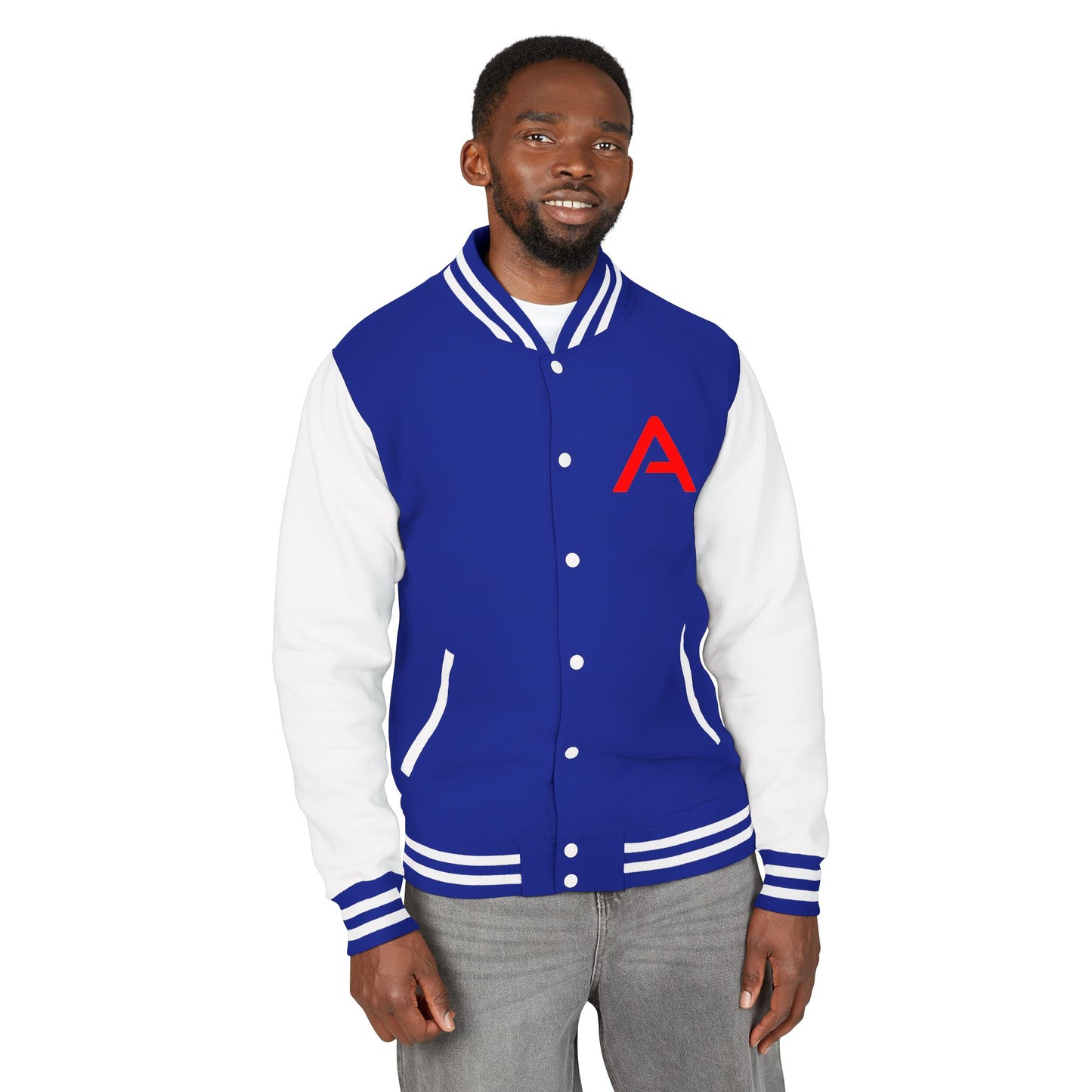 Ambizion Apparel Signature Red Logo Letterman Jacket | Black White Varsity Jacket