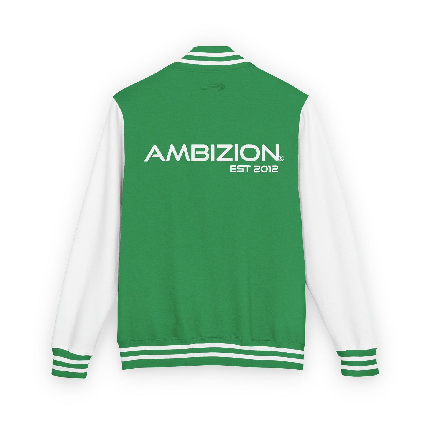 Ambizion Apparel Signature White Logo Letterman Jacket | Black White Varsity Jacket
