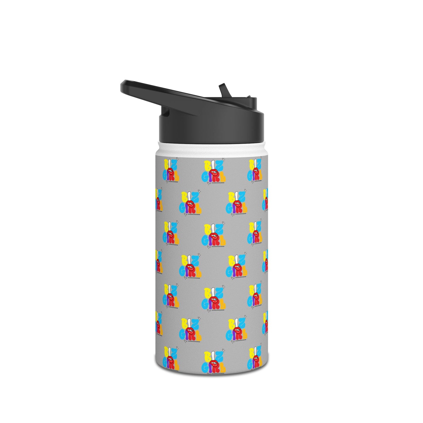 Biz Girl Grey Stainless Water Bottle — Black