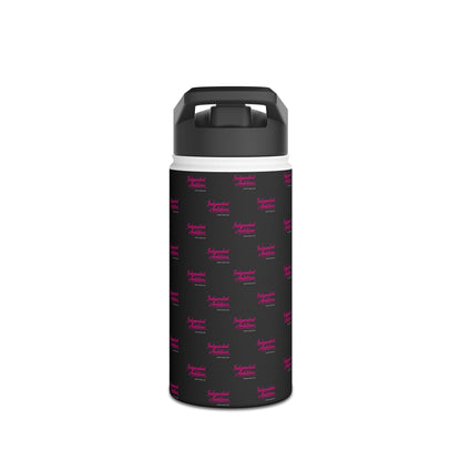 Independent and Ambitious  Stainless Water Bottle — Black Pattern with Pink