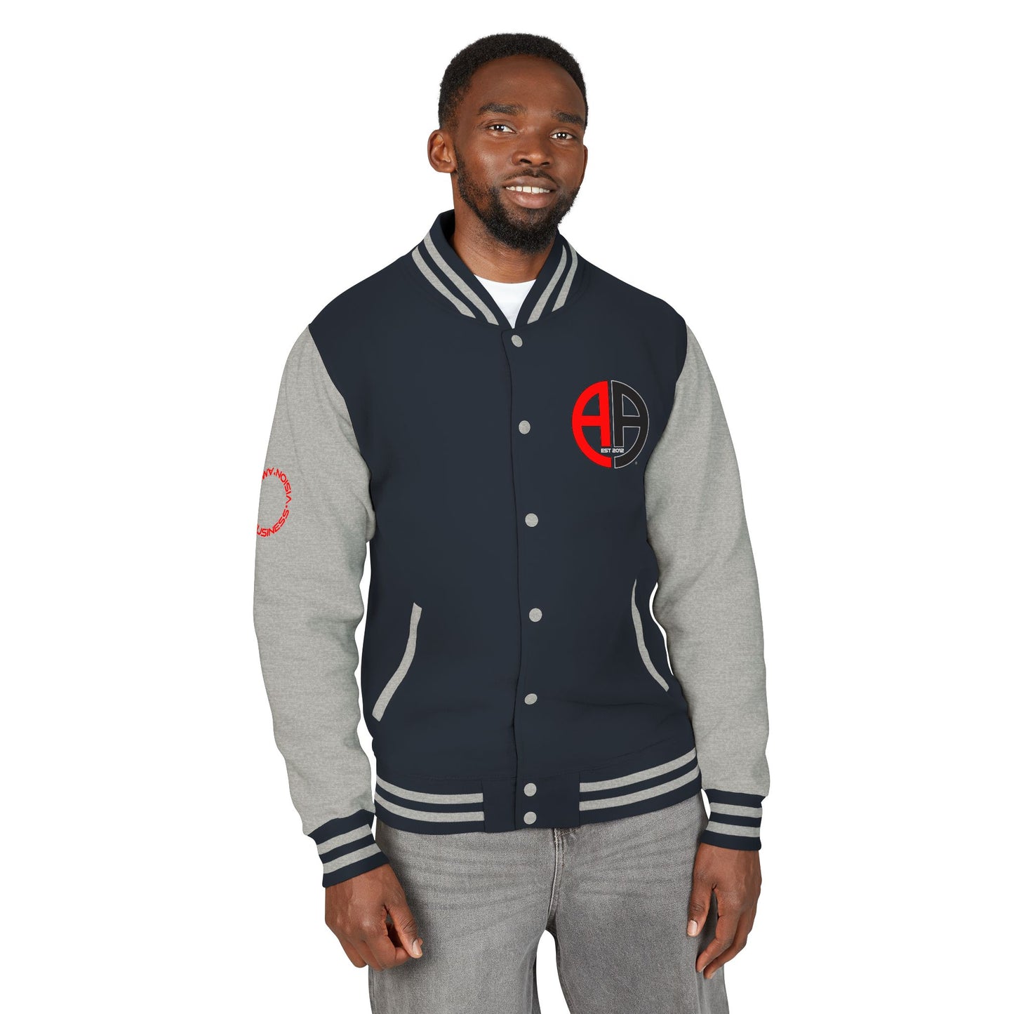 Ambizion Apparel Logo Letterman Jacket | Black White Varsity Jacket