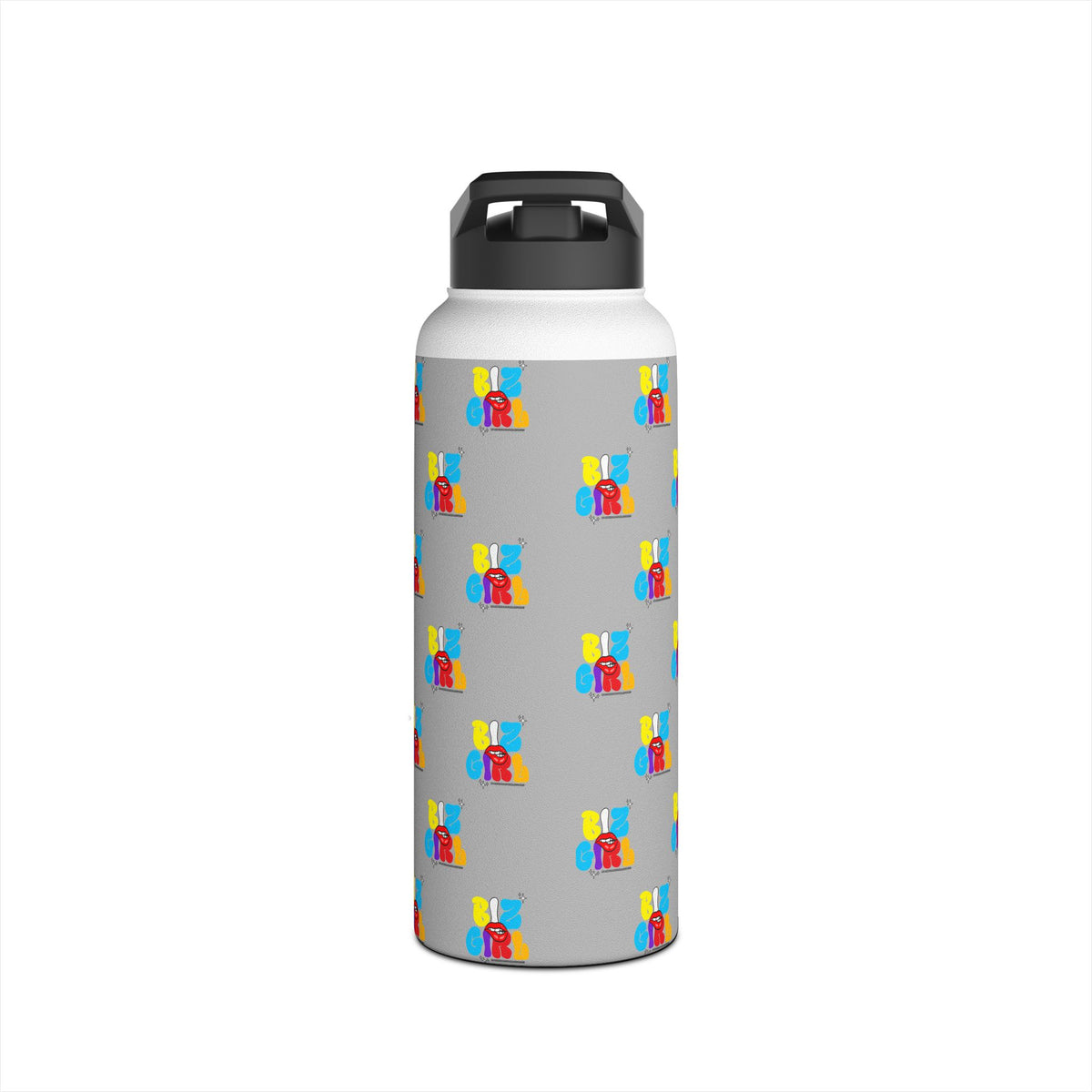 Biz Girl Grey Stainless Water Bottle — Black