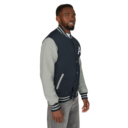 Ambizion Apparel Signature White Logo Letterman Jacket | Black White Varsity Jacket